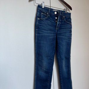 AMO crop jean with frayed ankle